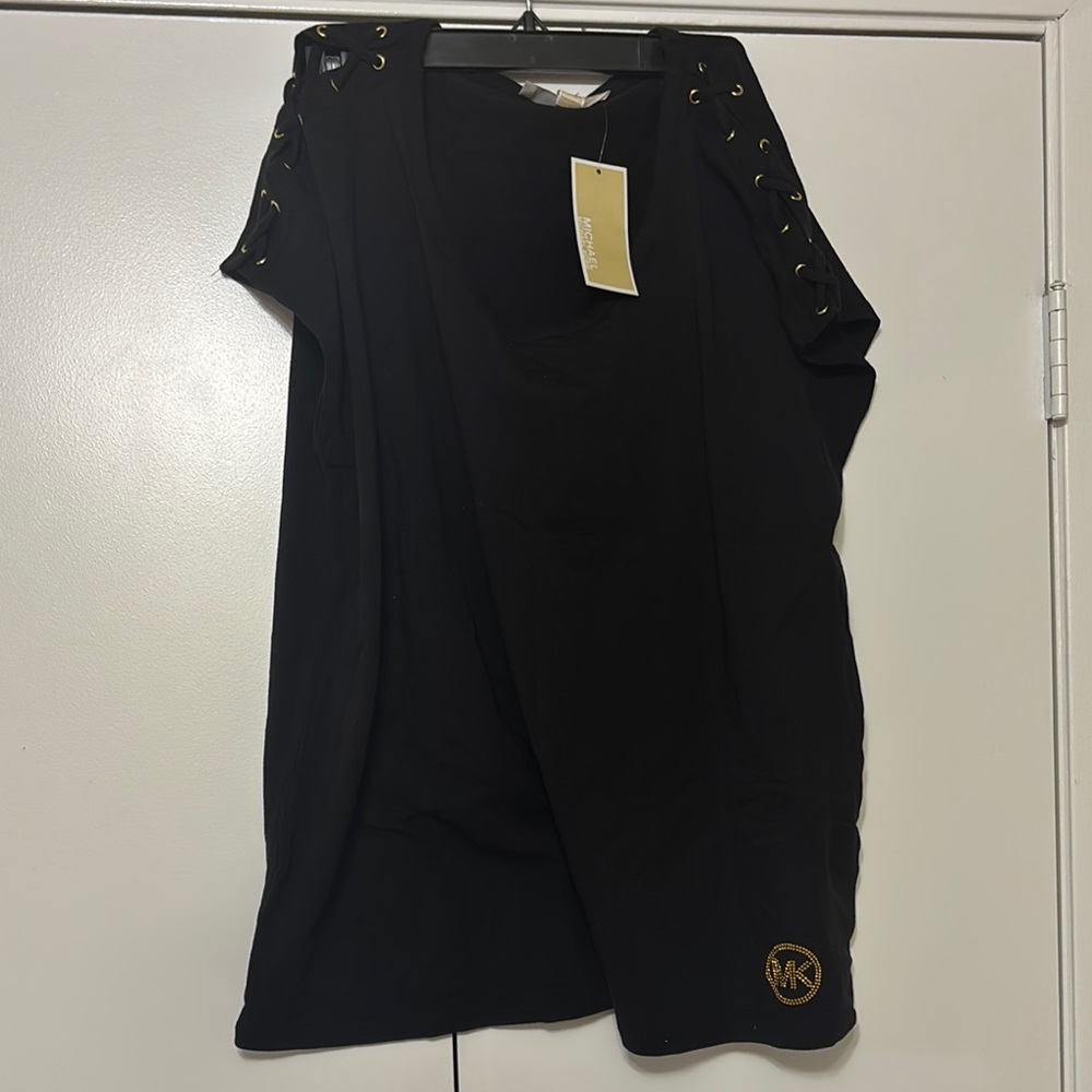 Michael Kors Black Boxy Embellished T-Shirt